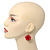 3D Red Diamante 'Rose' Drop Earrings In Silver Plating - 5cm Length - view 3