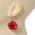 3D Red Diamante 'Rose' Drop Earrings In Silver Plating - 5cm Length - view 4