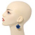 3D Dark Blue Diamante 'Rose' Drop Earrings In Silver Plating - 5cm Length - view 3
