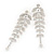 Long Crystal 'Leaf' Earrings In Silver Plating - 8.5cm Length - view 9