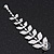 Long Crystal 'Leaf' Earrings In Silver Plating - 8.5cm Length - view 6