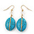 Gold Plated Turquoise Stone Wired Bead Drop Earrings - 5cm Length