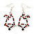 Green/Red/White Christmas Crystal Jingle Bell Drop Earrings In Silver Plating - 5.5cm Length
