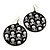 Black Round Metal 'Skull&Crossbones' Drop Earrings In Silver Plating - 6cm Length
