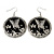 Black/Silver Round 'Butterfly' Drop Earrings - 6cm Length - view 2