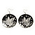 Black/Silver Round 'Butterfly' Drop Earrings - 6cm Length - view 4