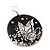 Black/Silver Round 'Butterfly' Drop Earrings - 6cm Length - view 3