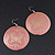 Light Coral Round 'Butterfly' Drop Earrings - 6cm Length