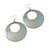 Gold/Light Blue Cut-Out Floral Hoop Earrings - 6cm Length