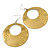 Gold/Yellow Cut-Out Floral Hoop Earrings - 6cm Length