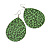 Long Green 'Animal Print' Teardrop Metal Earrings - 6.5cm Length