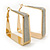 Gold Plated Textured Square Hoop Earrings - 4cm Length - view 8