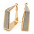 Gold Plated Textured Square Hoop Earrings - 4cm Length - view 4