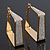 Gold Plated Textured Square Hoop Earrings - 4cm Length - view 6