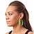 Large Salad Green Enamel Hoop Earrings - 55mm Diameter - view 2