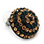 Dark Green/ Citrine Crystal Button Stud Earrings In Black Metal - 2cm Diameter - view 3