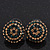 Dark Green/ Citrine Crystal Button Stud Earrings In Black Metal - 2cm Diameter - view 7