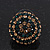 Dark Green/ Citrine Crystal Button Stud Earrings In Black Metal - 2cm Diameter - view 8