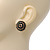 Dark Green/ Citrine Crystal Button Stud Earrings In Black Metal - 2cm Diameter - view 2