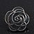 Dark Grey Enamel 'Rose' Stud Earrings In Rhodium Plating - 2cm Diameter - view 8