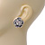 Dark Grey Enamel 'Rose' Stud Earrings In Rhodium Plating - 2cm Diameter - view 2