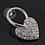 Romantic Crystal 'Heart' Drop Earrings In Silver Plating - 3.5cm Length - view 2