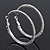 Medium Crystal Hoop Earrings In Rhodium Plated Metal - 4.5cm Diameter