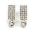 Clear Crystal 'I' Shape Stud Earrings In Silver Plating - 2.5cm Length