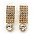 Clear Crystal 'I' Shape Stud Earrings In Gold Plating - 2.5cm Length - view 2