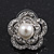 Classic Crystal Faux Pearl Flower Stud Earrings In Rhodium Plating - 2cm Diameter - view 6