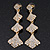 Bridal Ice Clear Crystal Cascade Drop Earrings In Gold Plating - 7cm Length