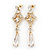 Bridal Clear Cz Chandelier Drop Earring In Gold Plating - 8cm Length - view 3