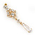 Bridal Clear Cz Chandelier Drop Earring In Gold Plating - 8cm Length - view 4