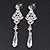 Bridal Clear Cz Chandelier Drop Earring In Rhodium Plating - 8cm Length