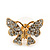 Gold Plated Clear Swarovski Crystals 'Butterfly' Stud Earrings - 2cm Length - view 4