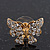 Gold Plated Clear Swarovski Crystals 'Butterfly' Stud Earrings - 2cm Length - view 3