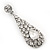 Silver Plated Clear CZ Teardrop Earrings - 6.5cm Length - view 8
