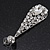 Silver Plated Clear CZ Teardrop Earrings - 6.5cm Length - view 3