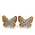 Gold Plated Swarovski Crystal 'Alegria' Butterfly Stud Earrings - 1.5cm