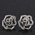 Silver Plated Crystal 'Bella Rosa' Rose Stud Earrings - 1.5cm