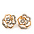 Gold Plated Swarovski Crystal 'Bella Rosa' Rose Stud Earrings - 1.5cm