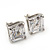 Princess-Cut Clear CZ Stud Earrings In Rhodium Plating - 10mm Diameter - view 10