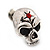 Small Skull With Red Stone Stud Earrings In Burn Silver Metal - 14mm Length - view 6