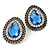 Burn Silver Sky Blue Jewelled Teardrop Stud Earrings - 3cm Length - view 6