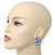 Burn Silver Sky Blue Jewelled Teardrop Stud Earrings - 3cm Length - view 5