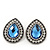 Burn Silver Sky Blue Jewelled Teardrop Stud Earrings - 3cm Length