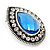 Burn Silver Sky Blue Jewelled Teardrop Stud Earrings - 3cm Length - view 3