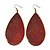 Long Dark Red Enamel Teardrop Earrings In Bronze Metal - 9.5cm Length