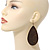 Long Dark Olive Enamel Teardrop Earrings In Bronze Metal - 9.5cm Length - view 3