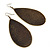 Long Dark Olive Enamel Teardrop Earrings In Bronze Metal - 9.5cm Length - view 2